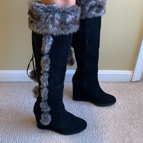 Cynthia Faux Fur Wedge Boot - Picture 2 of 3